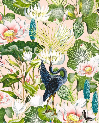 Papel Pintado WATERLILY de la marca Clarke & Clarke estilo Botánico