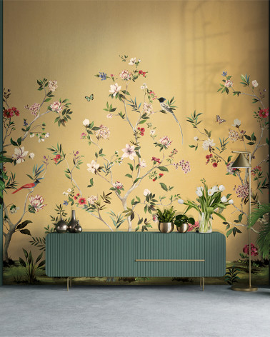 Murales Chinoiserie Magnolia Metallized Mural de Wallquest estilo Arboles