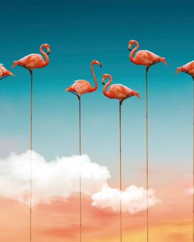 Mural de pared Flamingos marca Tres Tintas estilo Animales