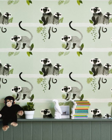 Papel Pintado con estilo Infantil modelo Monkey Bars Wallcovering de la marca Villa Nova