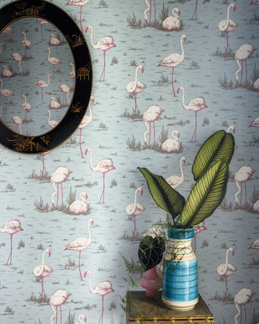 Papel Pintado con estilo Animales modelo Flamingos de la marca Cole & Son